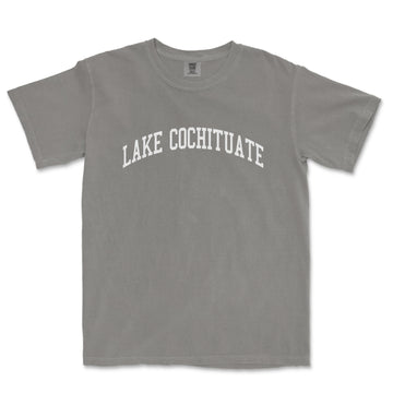 a gray shirt with the words lake cochitue on it