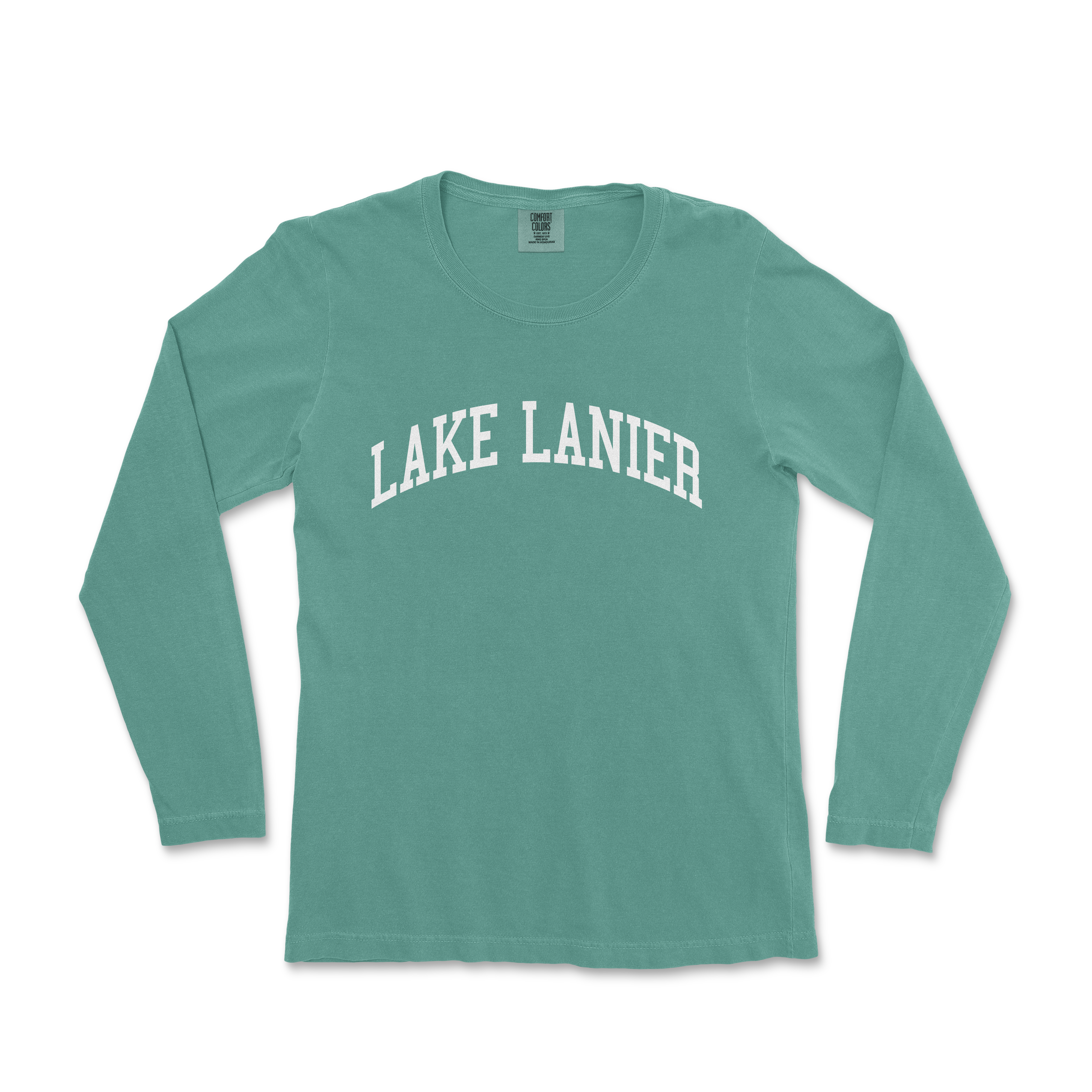 a green long sleeve shirt with the words lake laner on it