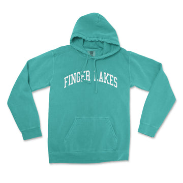 a green sweatshirt with the word finger lakes on it