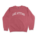 a red sweatshirt with the words lake attitash printed on it