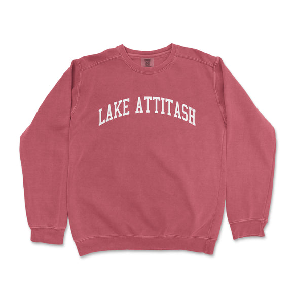 a red sweatshirt with the words lake attitash printed on it