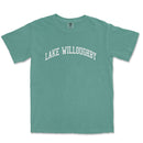 a green shirt with the words lake wildoughy printed on it