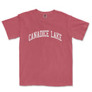 a red t - shirt with the words, canadiice lake on it
