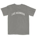 a gray shirt with the words lake moondough printed on it