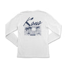 a white long sleeve shirt with the words kaua on it