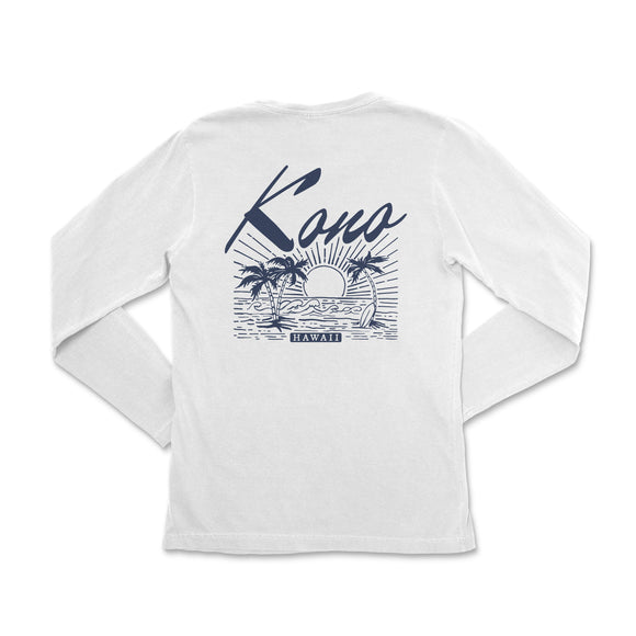 a white long sleeve shirt with the words kaua on it