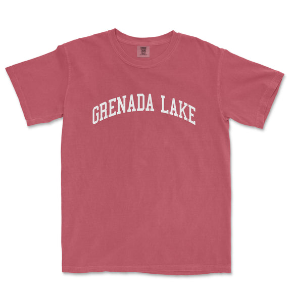 a red t - shirt with the words grenada lake on it