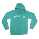 a green hoodie with the words moosehead lake on it