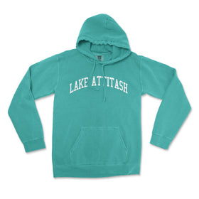 a green sweatshirt with the words lake attash on it