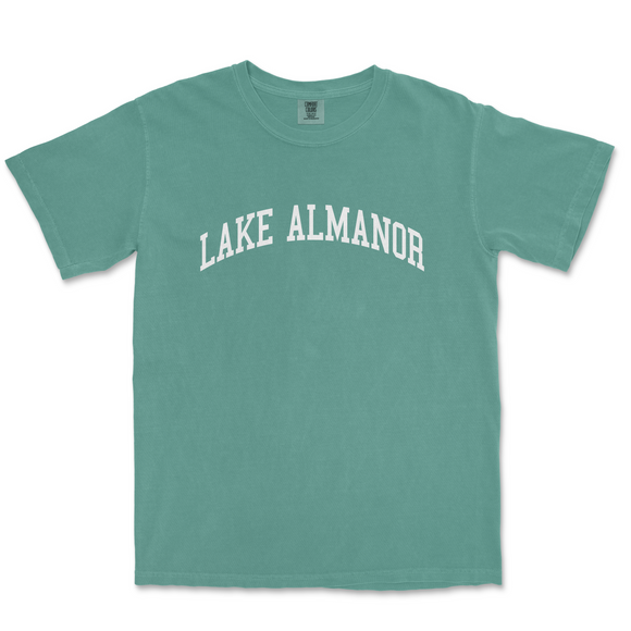 a green t - shirt with the words lake alam on it