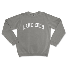 a grey sweatshirt with the word lake eden printed on it