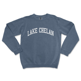 a blue sweatshirt with the word lake chelan on it