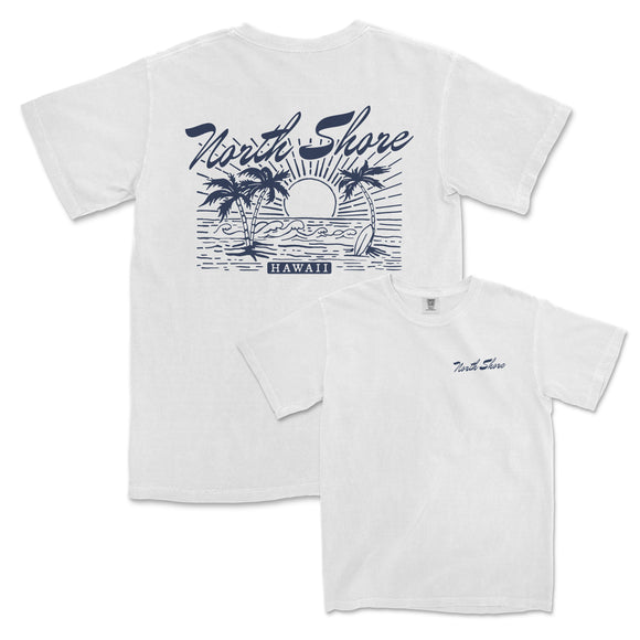 a white t - shirt with a palm tree on it