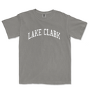 a gray lake clark t - shirt with the word lake clark on it