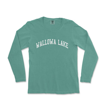 a women's long sleeve shirt with the words mallowaa lake in white