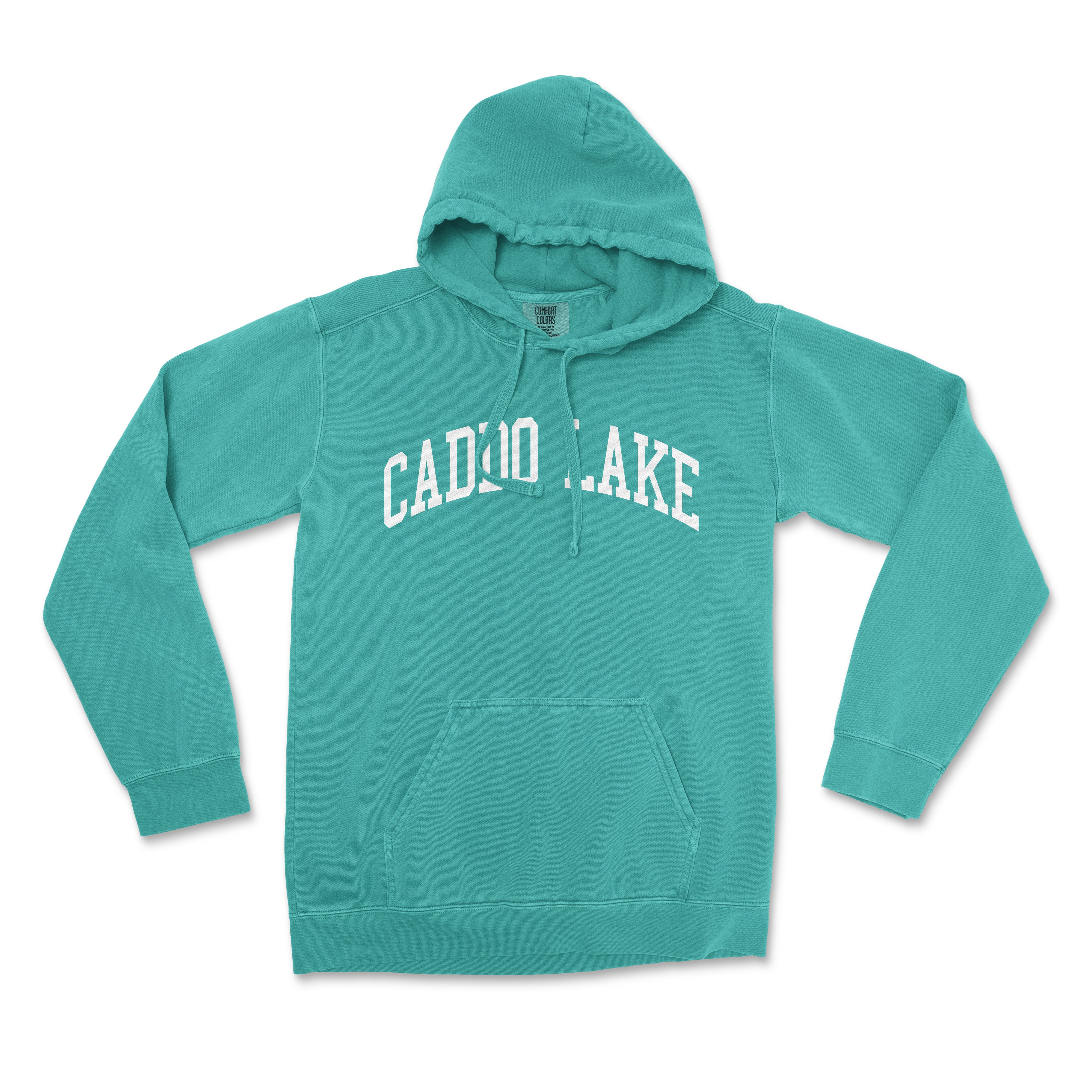 a green hoodie with the words caddo lake on it