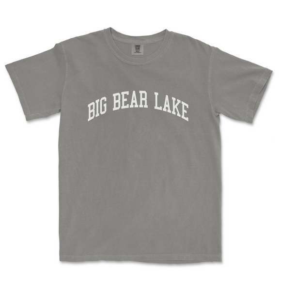 a gray t - shirt with the words big bear lake on it