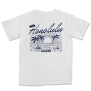 a white t - shirt with the words honolulu on it