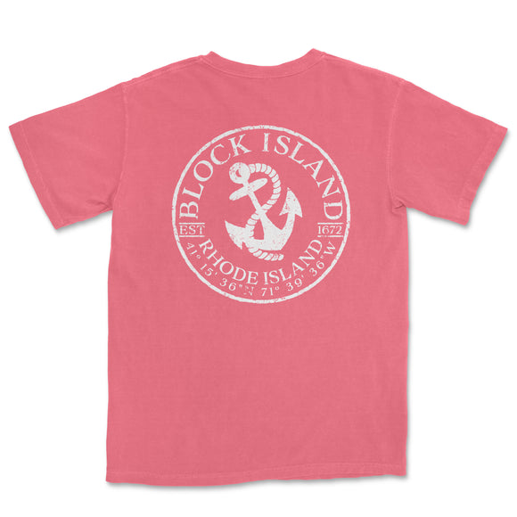 a pink t - shirt with an anchor on the front
