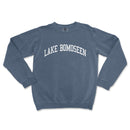 a blue sweatshirt with the words lake bomossen on it