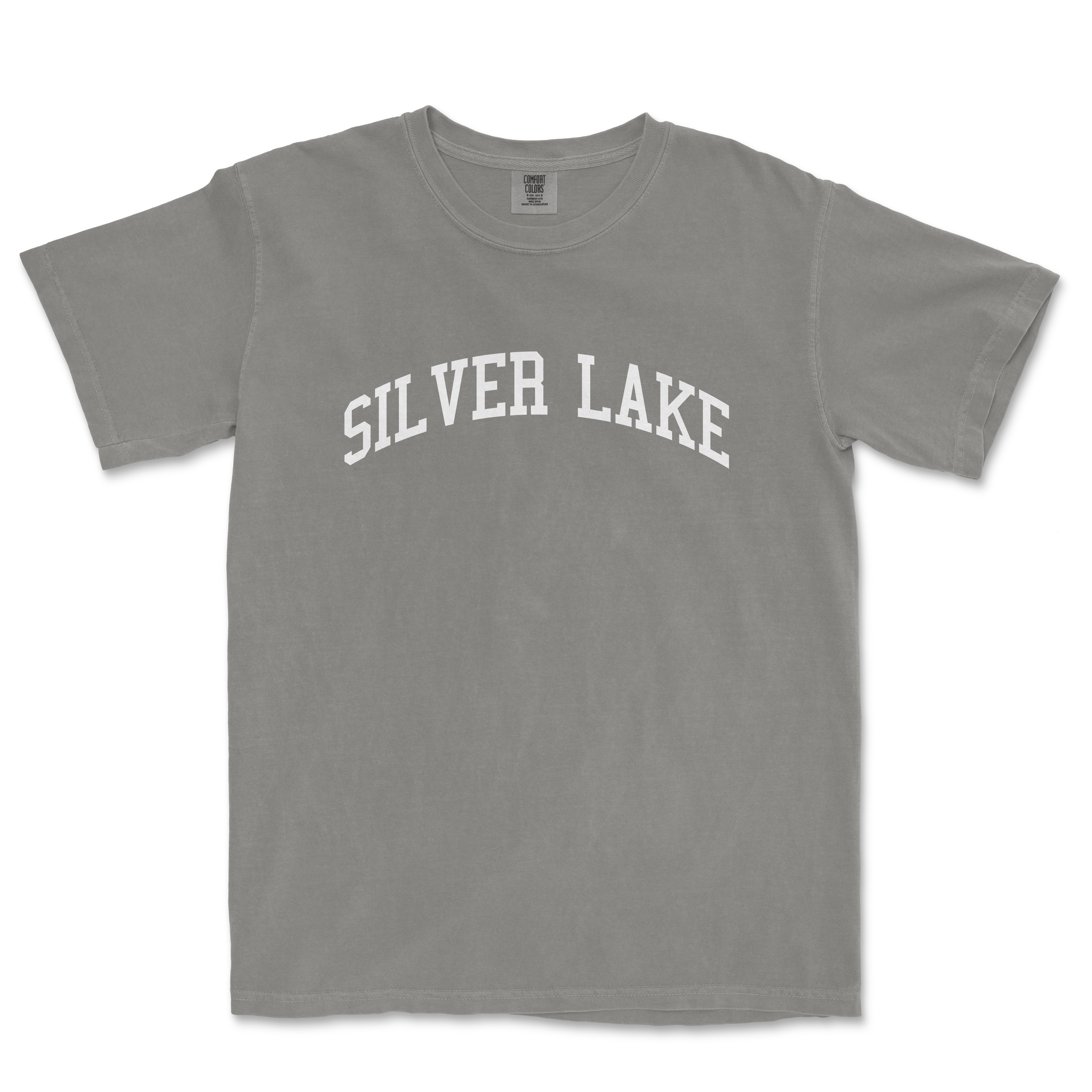 a gray t - shirt with the word silver lake on it