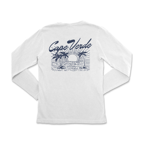 a white long sleeve shirt with the words cape verde on it