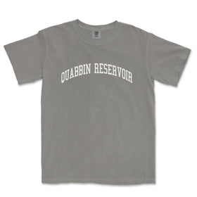 a grey t - shirt with the words quabin reservoir on it