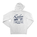 a white hoodie with the words kalua on it