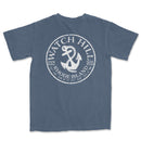 a blue t - shirt with an anchor and the words watch hill on it