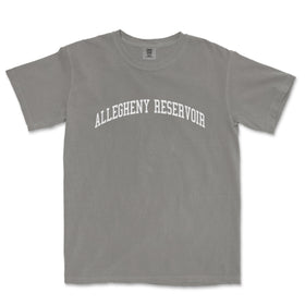 a grey t - shirt with the word allegeny reservoir on it