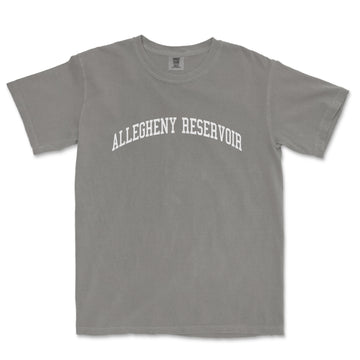 a grey t - shirt with the word allegeny reservoir on it