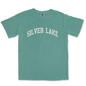a green t - shirt with the word silver lake on it