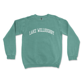 a green sweatshirt with the words lake wildoughy printed on it