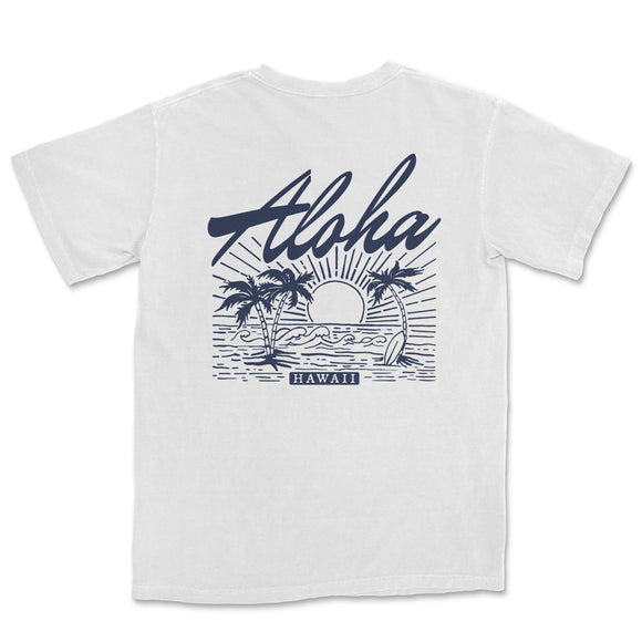 a white shirt with the word aloh on it