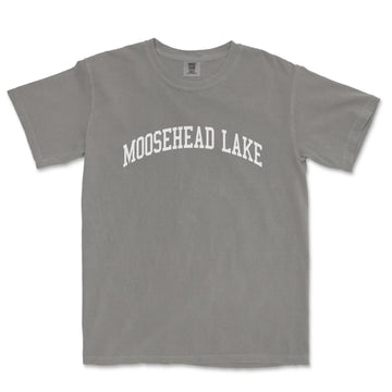 a gray t - shirt with the word mooshhead lake on it