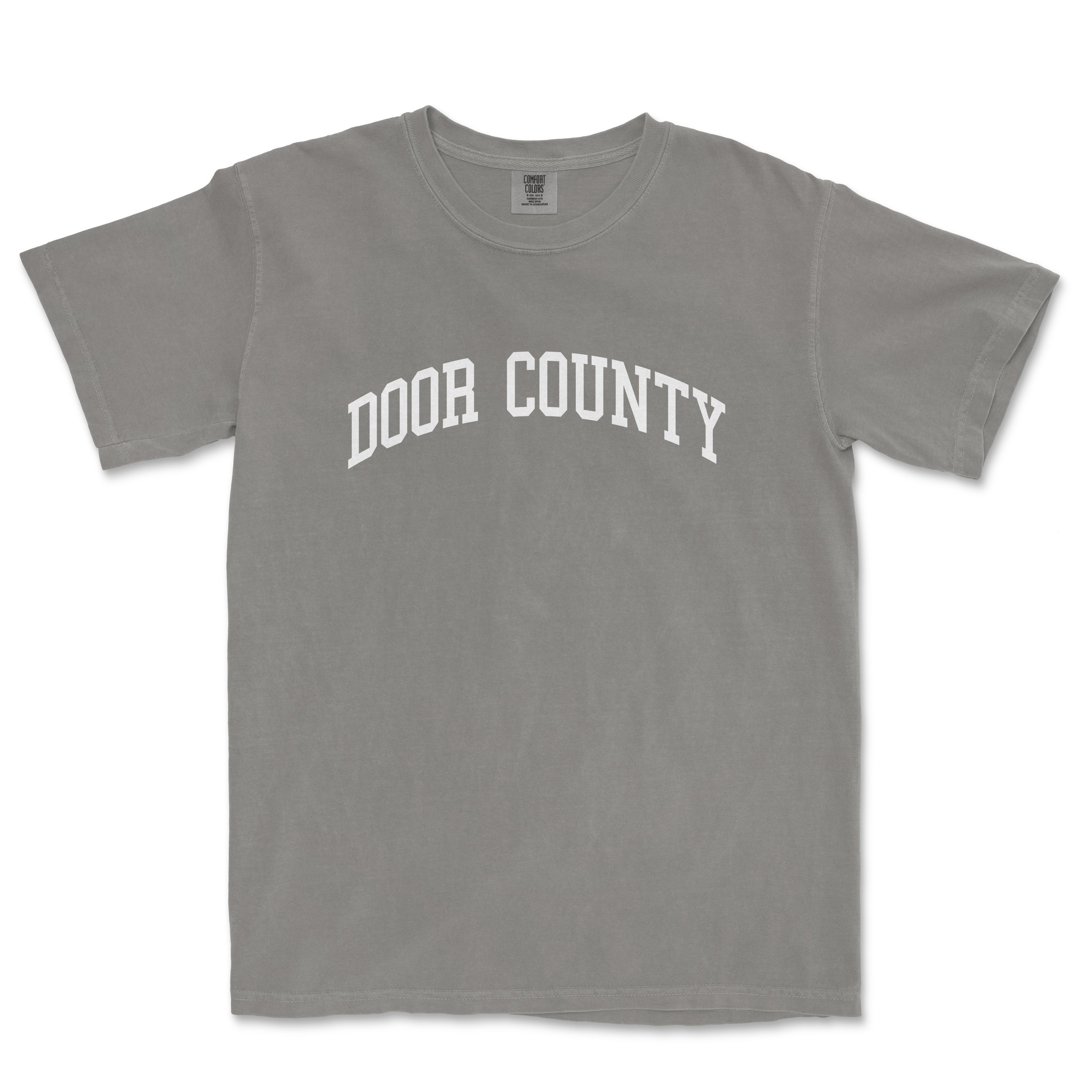 a gray t - shirt that says door county