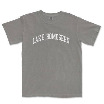 a gray shirt with the words lake bomseen on it