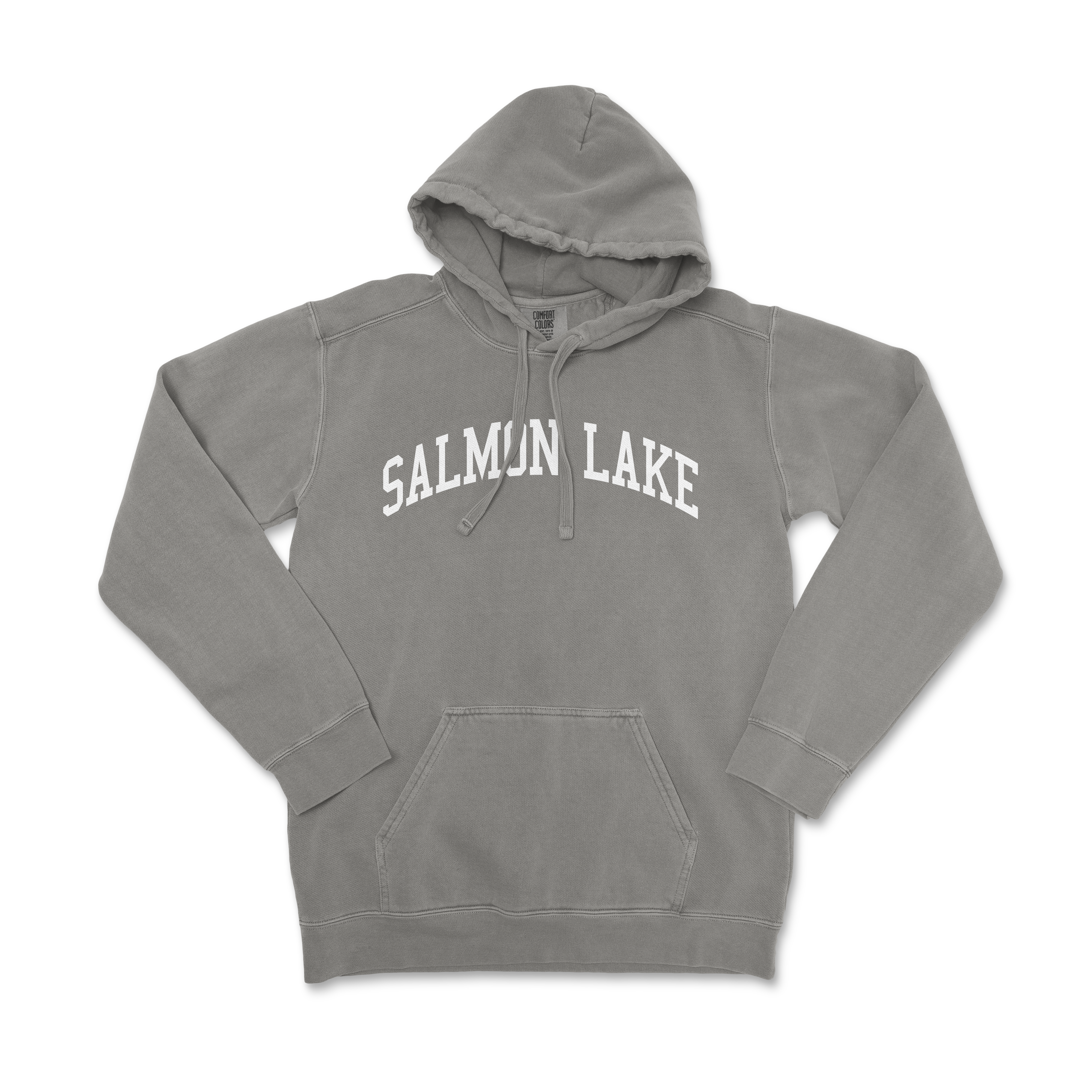 a gray sweatshirt with the words salmon lake on it