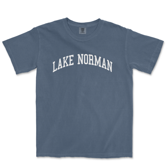 a blue lake norman t - shirt with the word lake norman on it