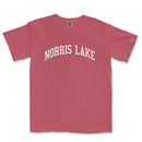 a red t - shirt with the words norris lake on it