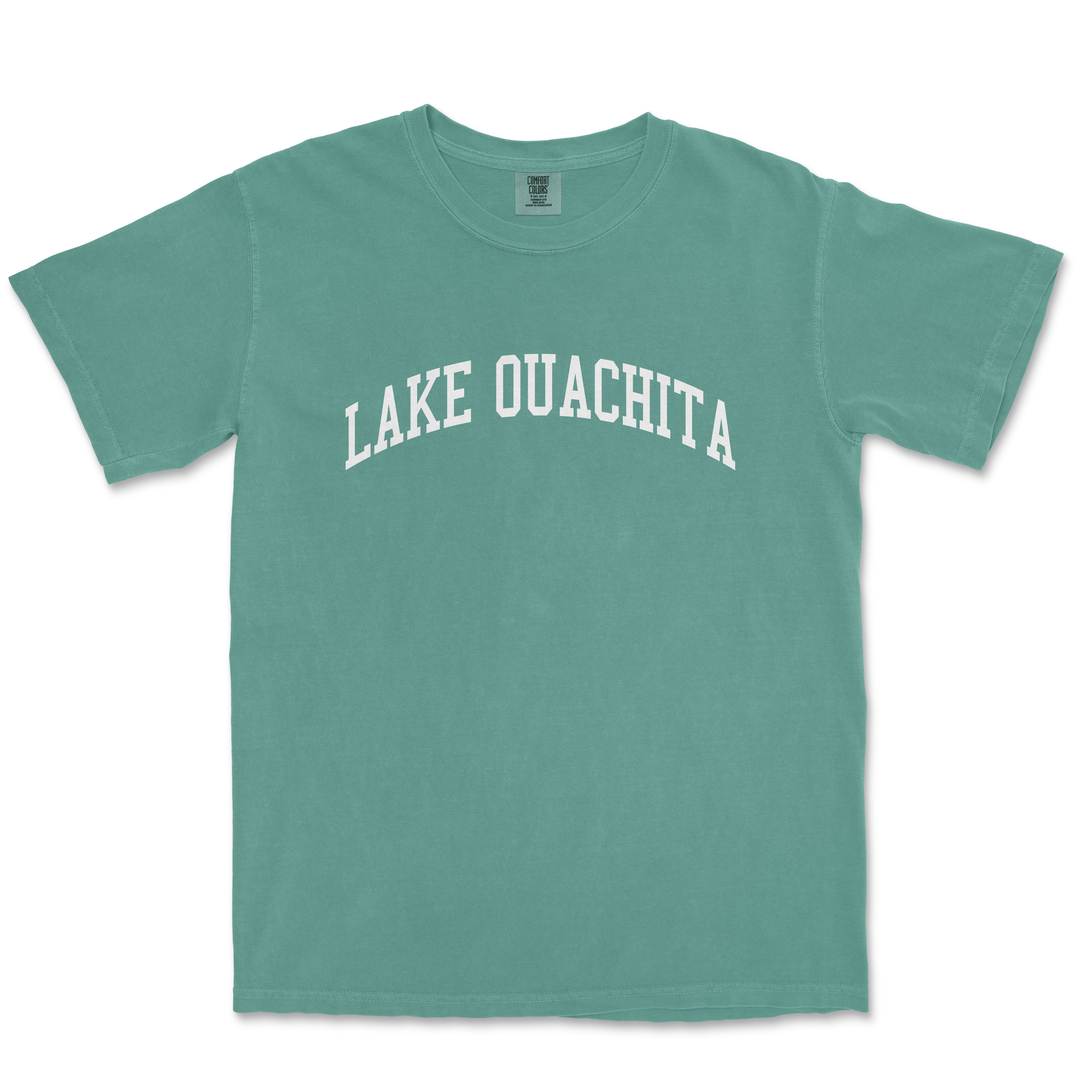 a green shirt with the words lake ouacatta on it
