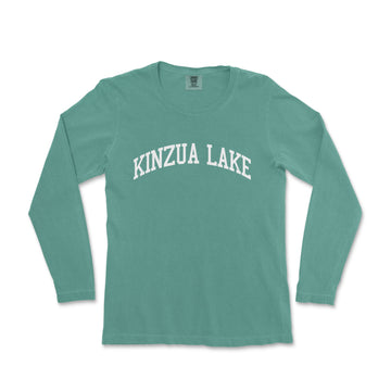 a women's long - sleeved shirt with the word, kinda lake in