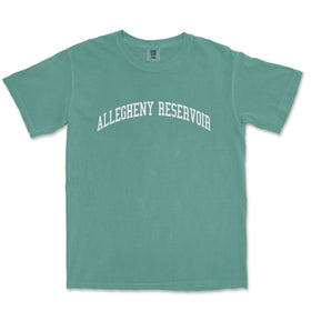 a green t - shirt with the word, allegeny reservoir on it