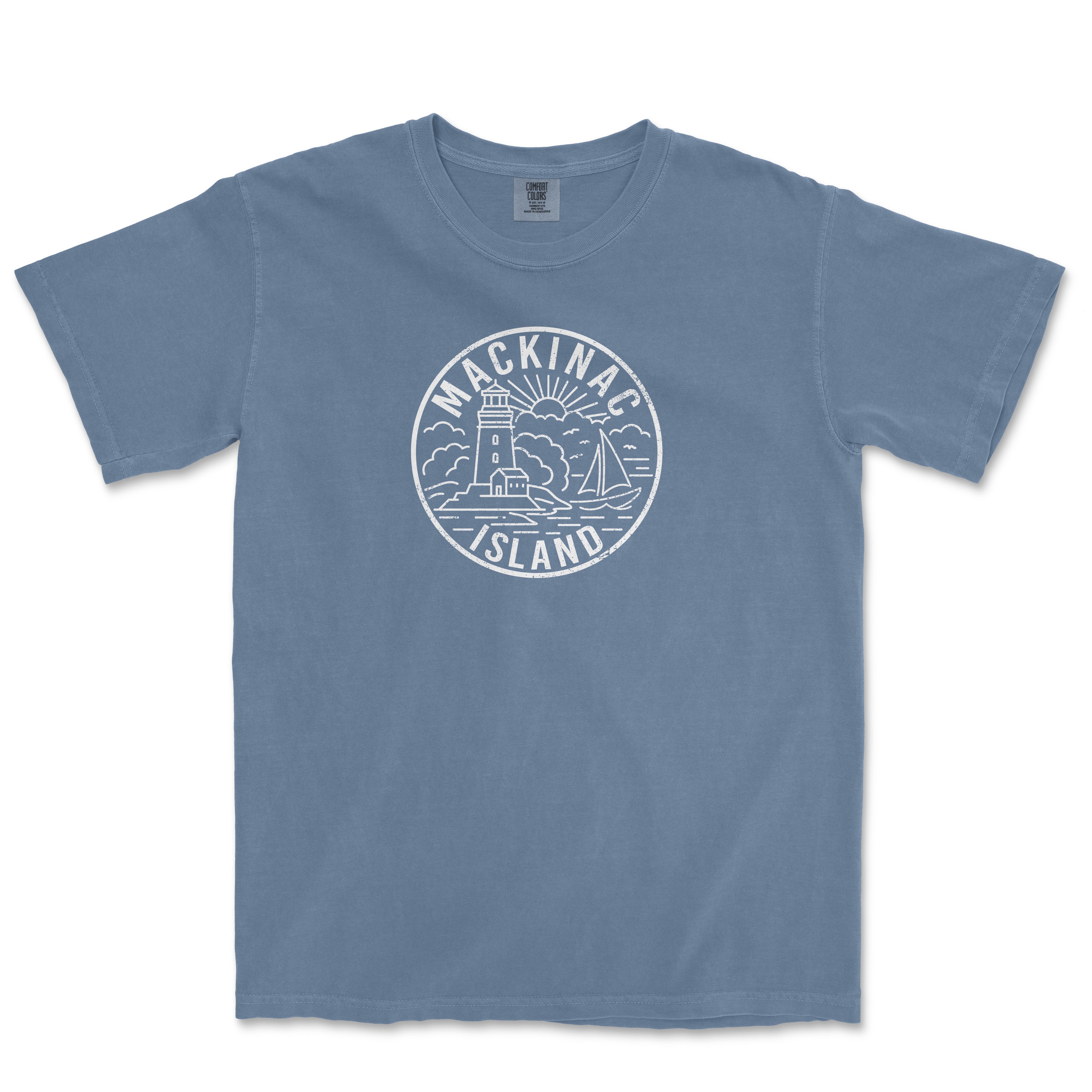 Buy mystic-blue Mackinac Island Michigan Comfort Colors T-shirt