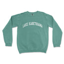 a green sweatshirt with the words lake kabetogama printed on it