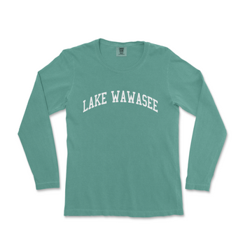 a green long sleeve shirt with the words lake wanasee on it