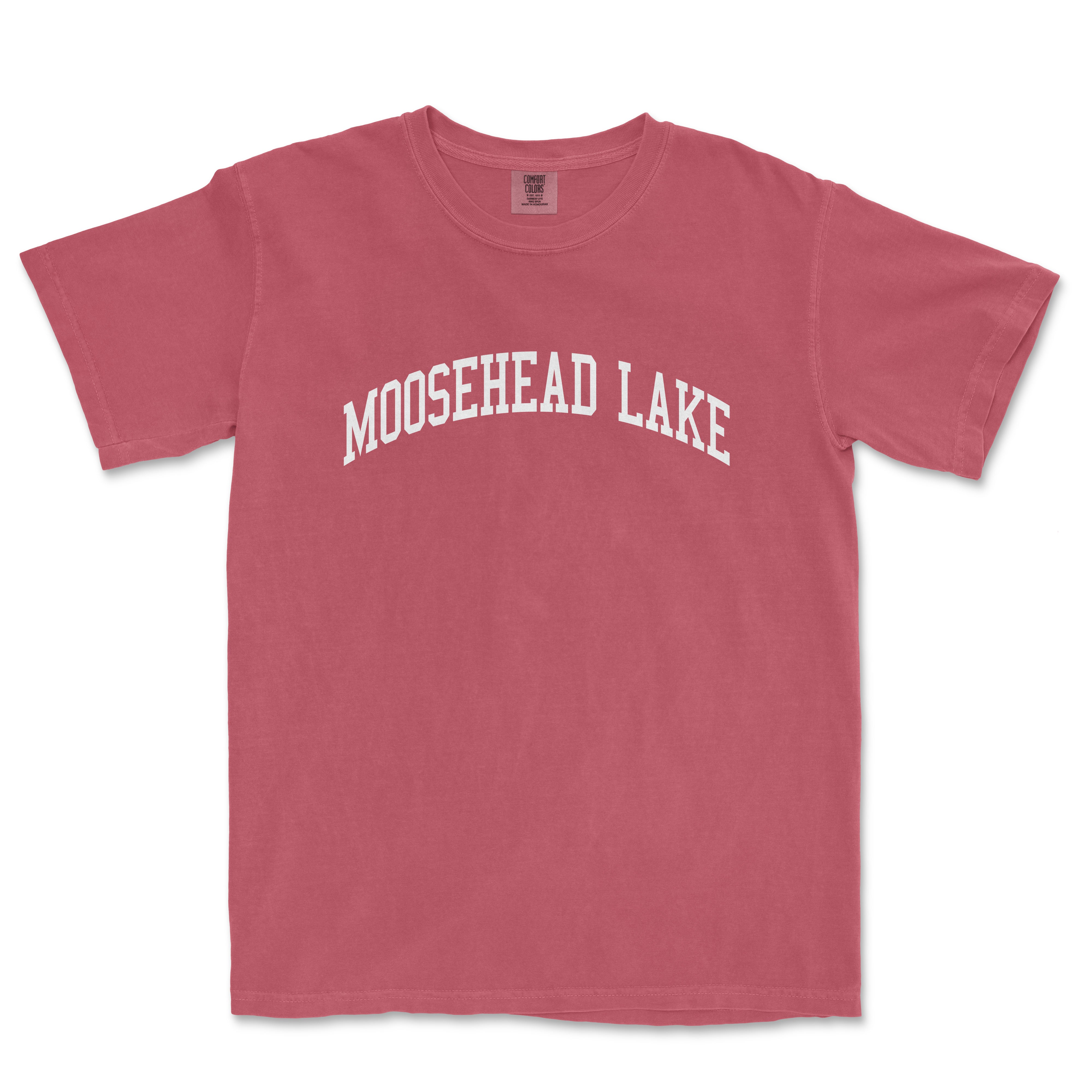 a red t - shirt with the word mooshhead lake on it
