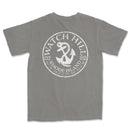 a gray t - shirt with an anchor and the words watch hill on it