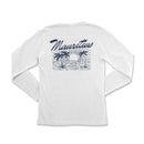 a white long - sleeved shirt with the words, margaritana on it