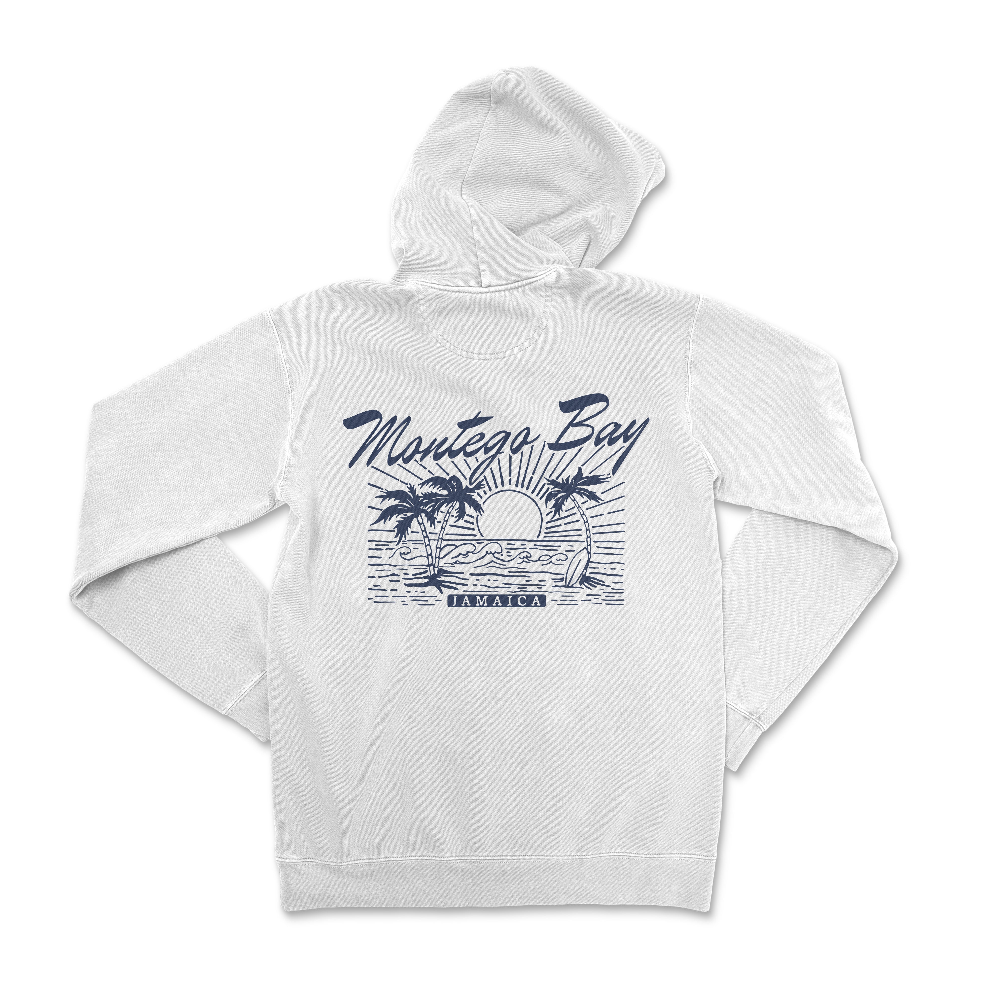 a white hoodie with a palm tree on it